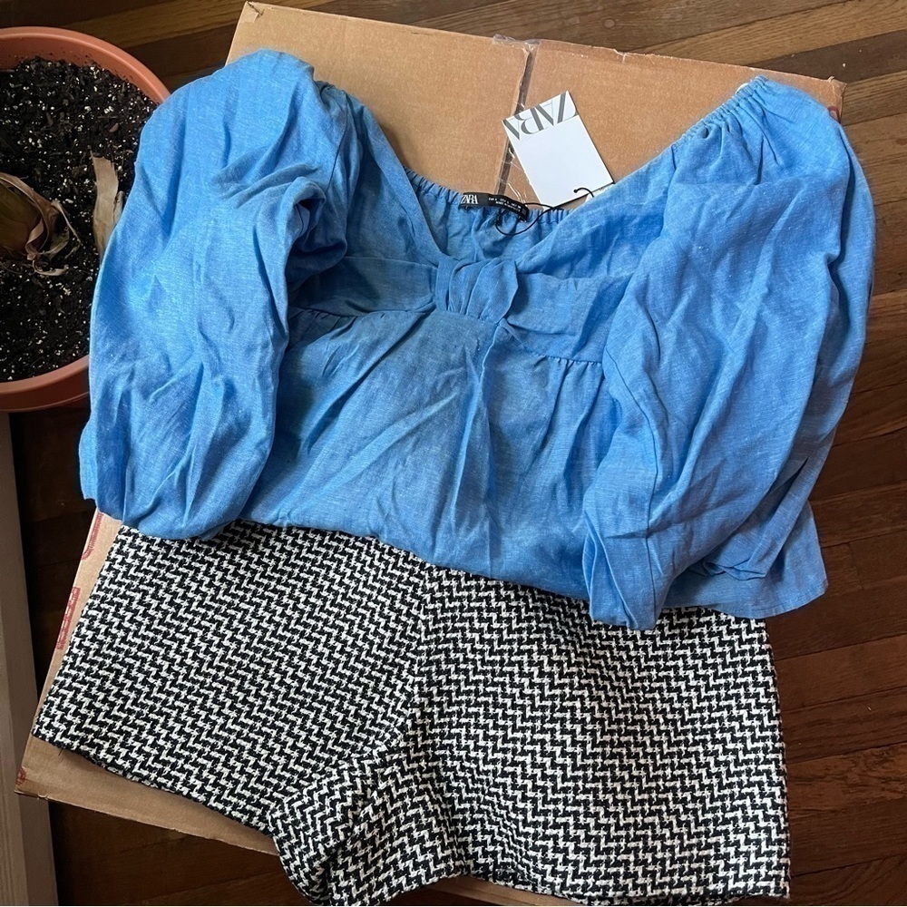 ZARA linen blend knotted top (L) - Picture 7 of 17